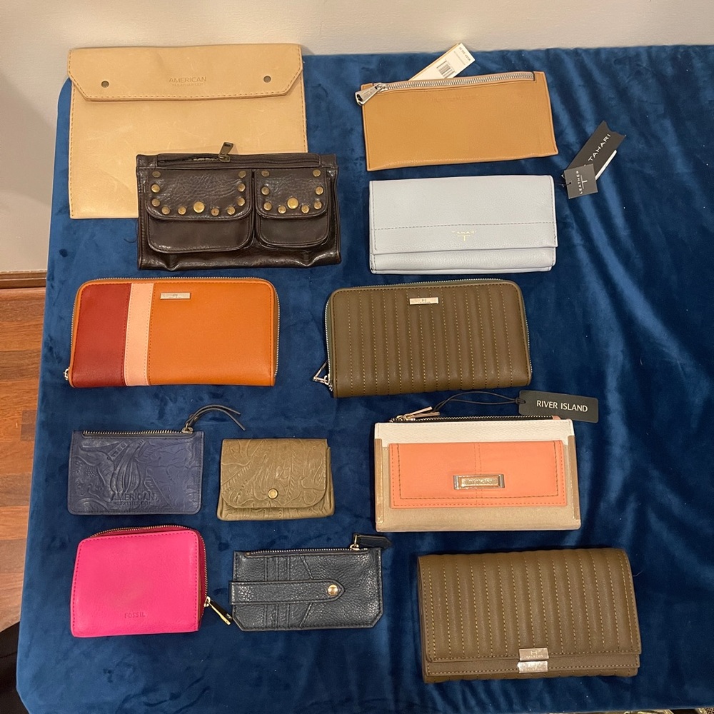 Lot of 12 wallets and pouches